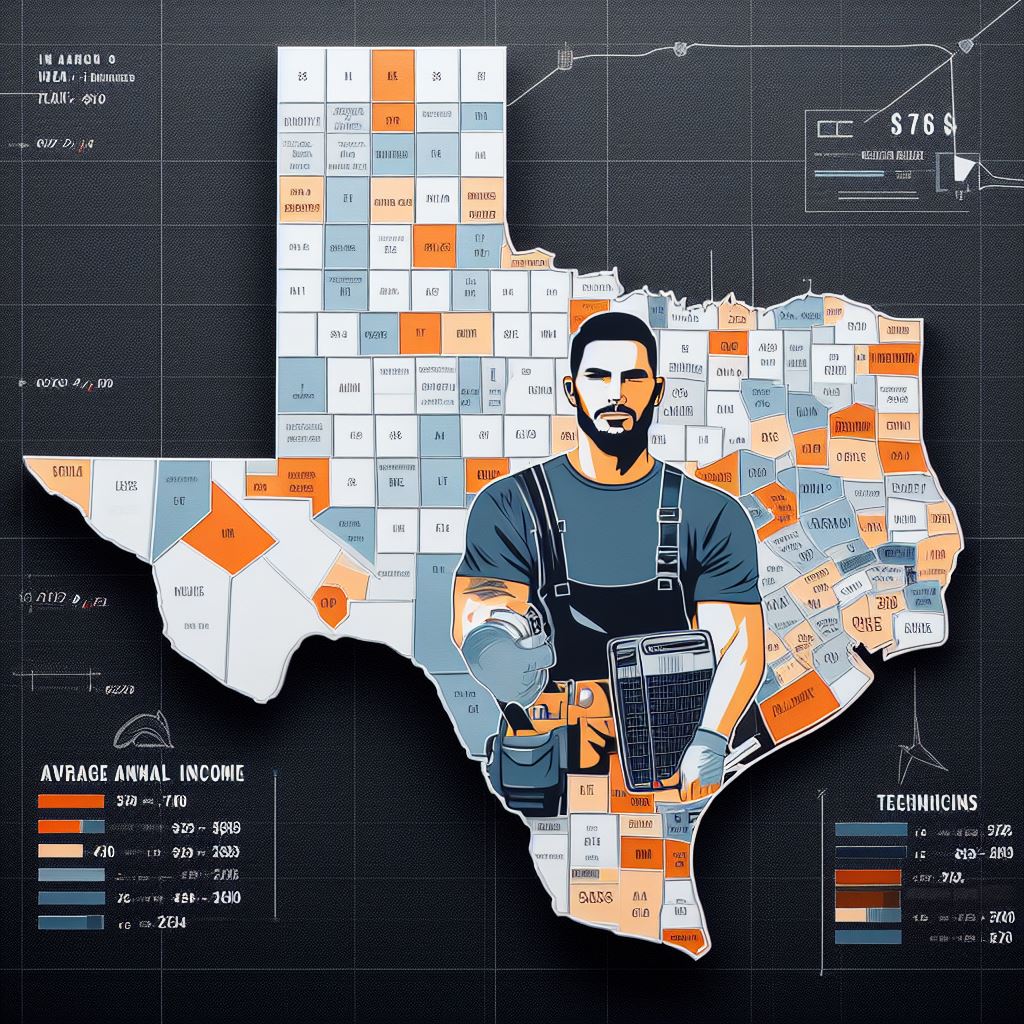 A list of factors that affect HVAC technician salaries in Texas. Alt text: Factors that affect HVAC technician salaries in Texas include skills, experience, employer, and location.