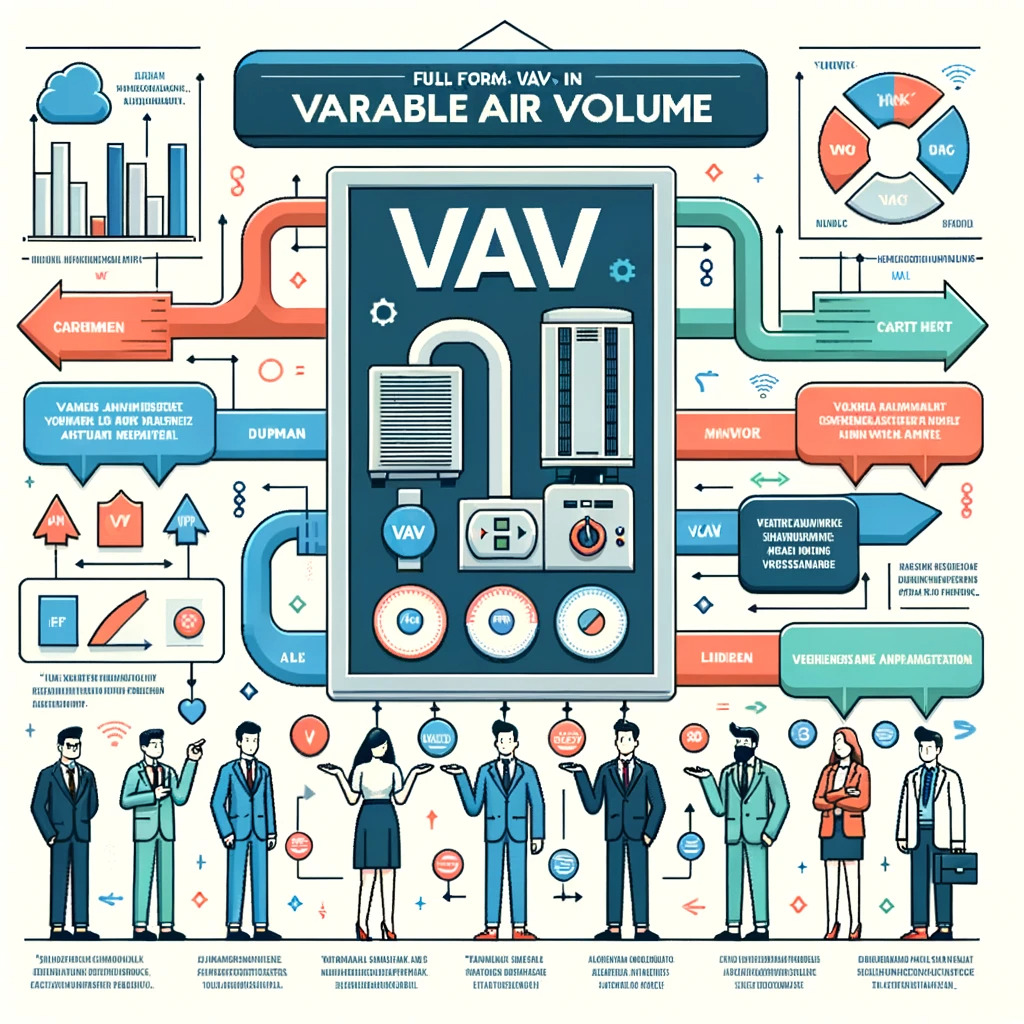 VAV stands for Variable Air Volume in HVAC.
